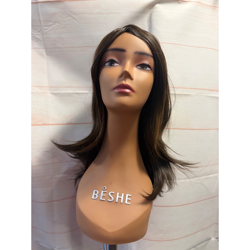 Brown with light brown highlighted wig